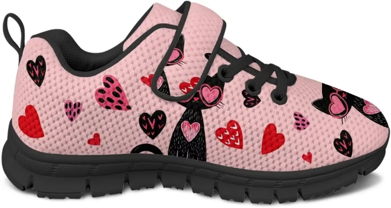 Kids Unisex Tennis Running Shoes Breathable Soft Walking Sneakers for Boys Girls Elastic Cushioned Travel Shoe for Kids Size 11-15 Black Sole