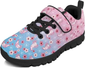 Kids Unisex Tennis Running Shoes Breathable Soft Walking Sneakers for Boys Girls Elastic Cushioned Travel Shoe for Kids Size 11-15 Black Sole
