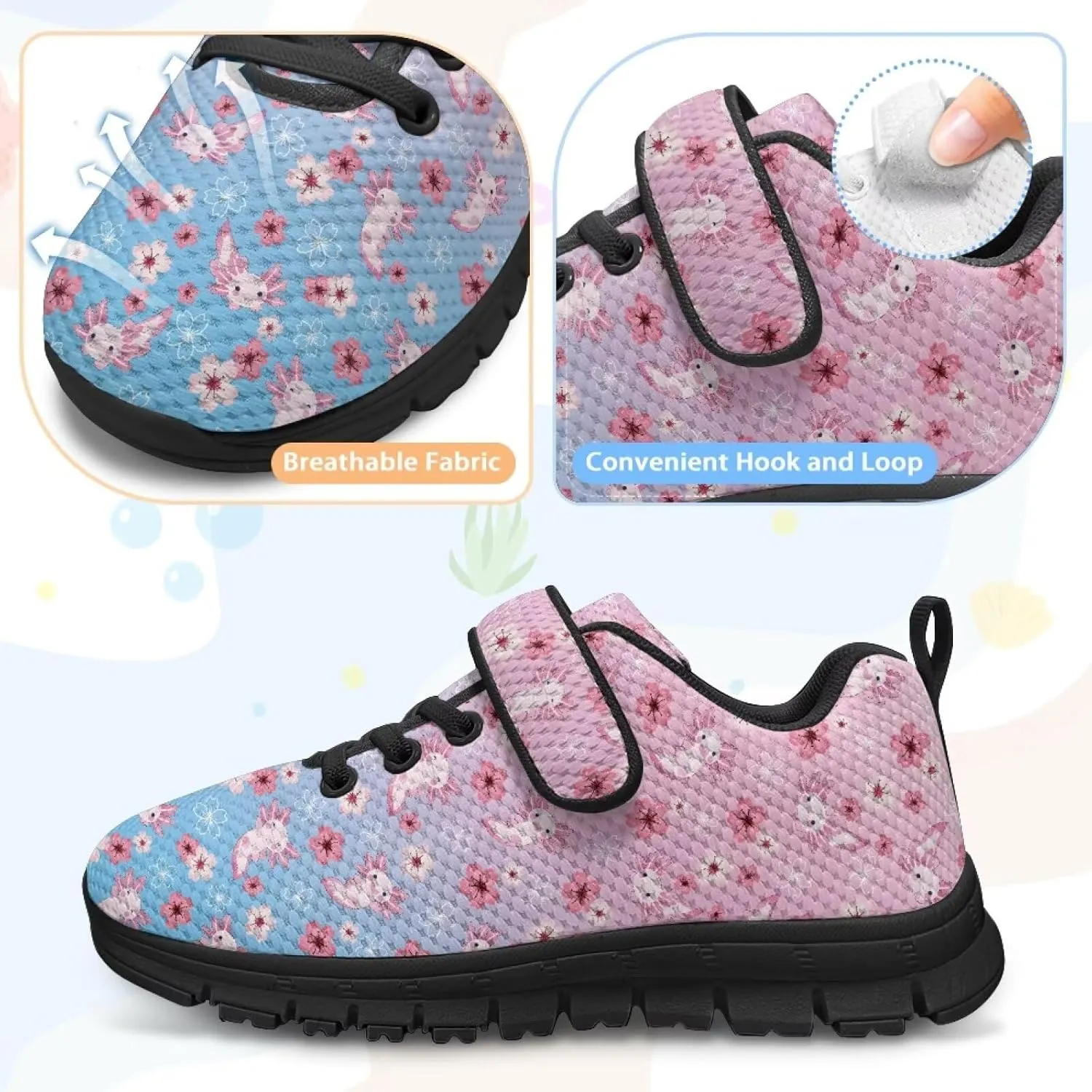 Kids Unisex Tennis Running Shoes Breathable Soft Walking Sneakers for Boys Girls Elastic Cushioned Travel Shoe for Kids Size 11-15 Black Sole