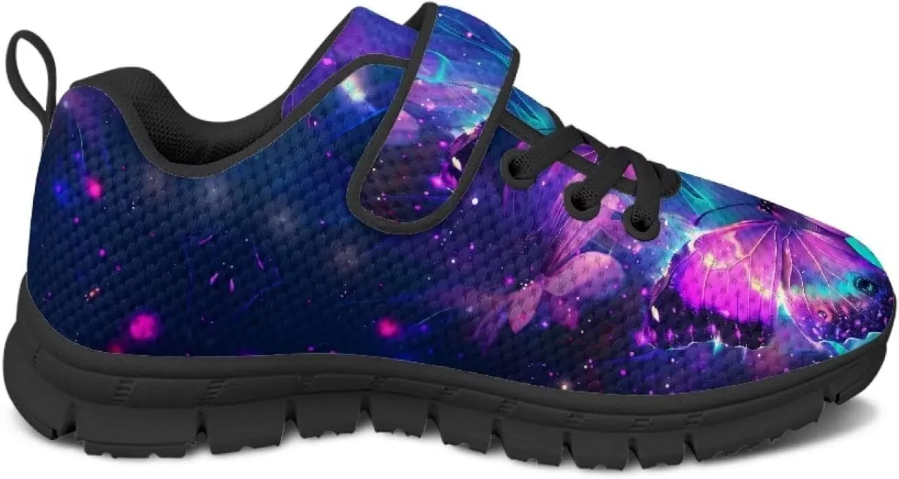 Kids Unisex Tennis Running Shoes Breathable Soft Walking Sneakers for Boys Girls Elastic Cushioned Travel Shoe for Kids Size 11-15 Black Sole