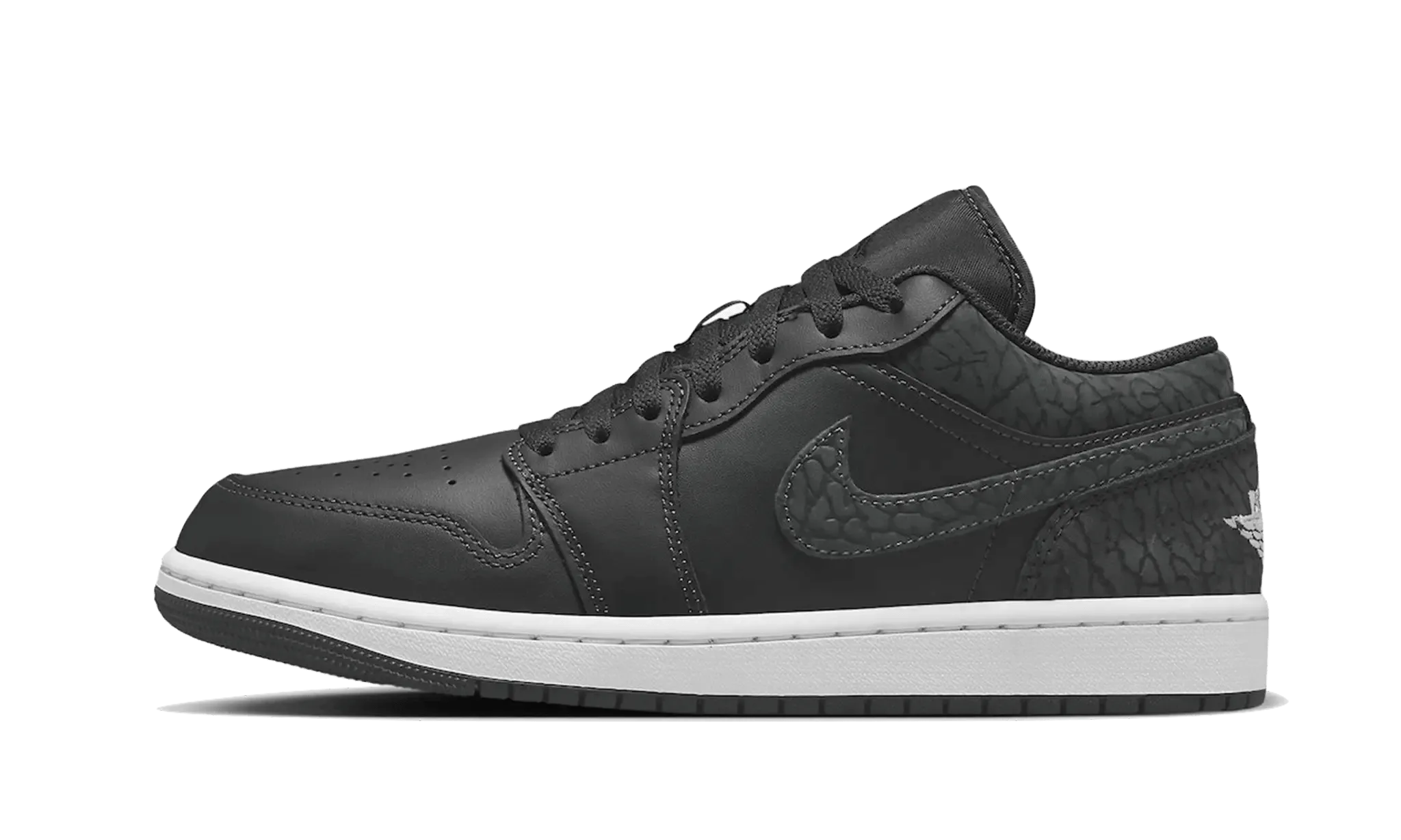 Casual Travel Resilient Sole Air Jordan 1 Low Black Elephant