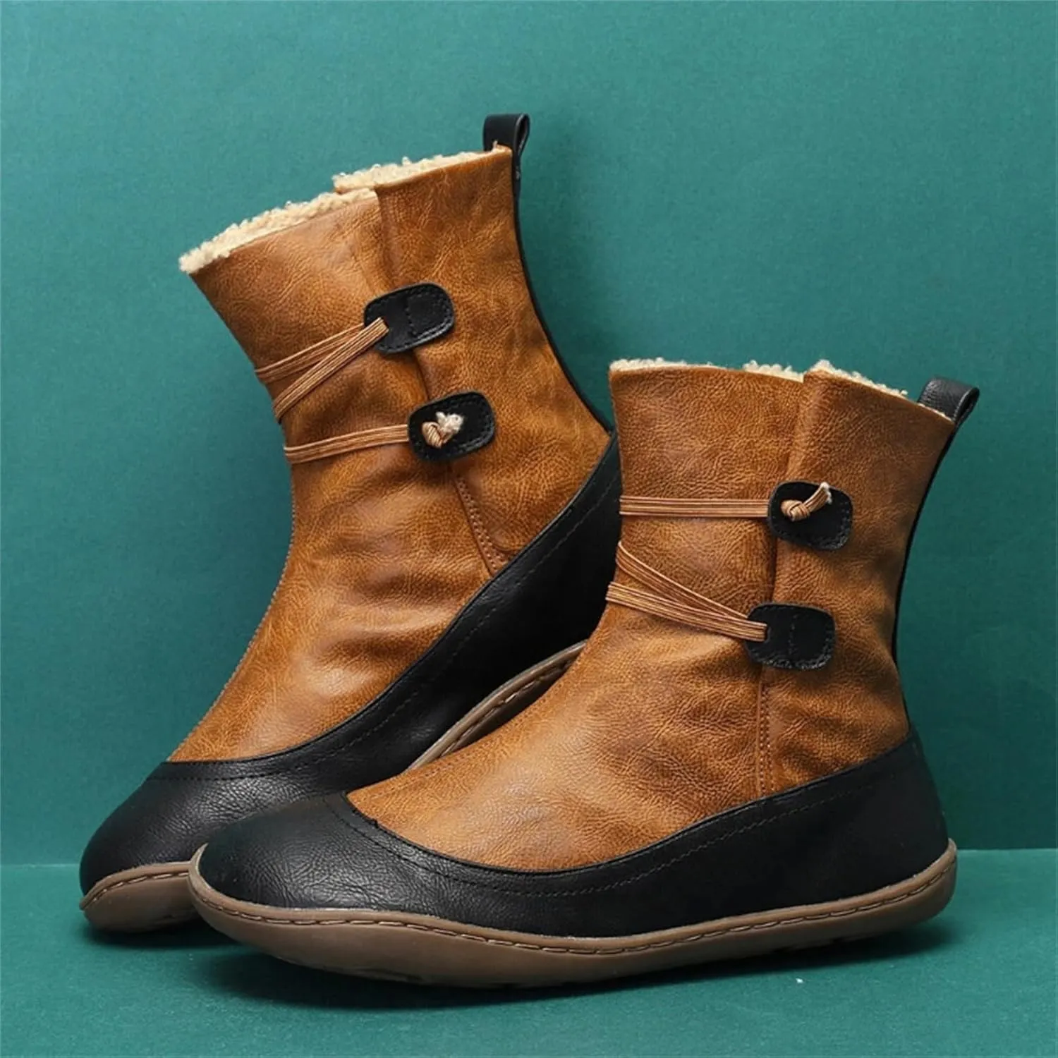 Ladmiple Snow Boots For Women Cute Tall Mid Calf High-top Winter Boots Slip on Warm Comfort Outdoor Fur Lined Ankle Booties