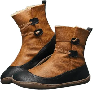 Ladmiple Snow Boots For Women Cute Tall Mid Calf High-top Winter Boots Slip on Warm Comfort Outdoor Fur Lined Ankle Booties