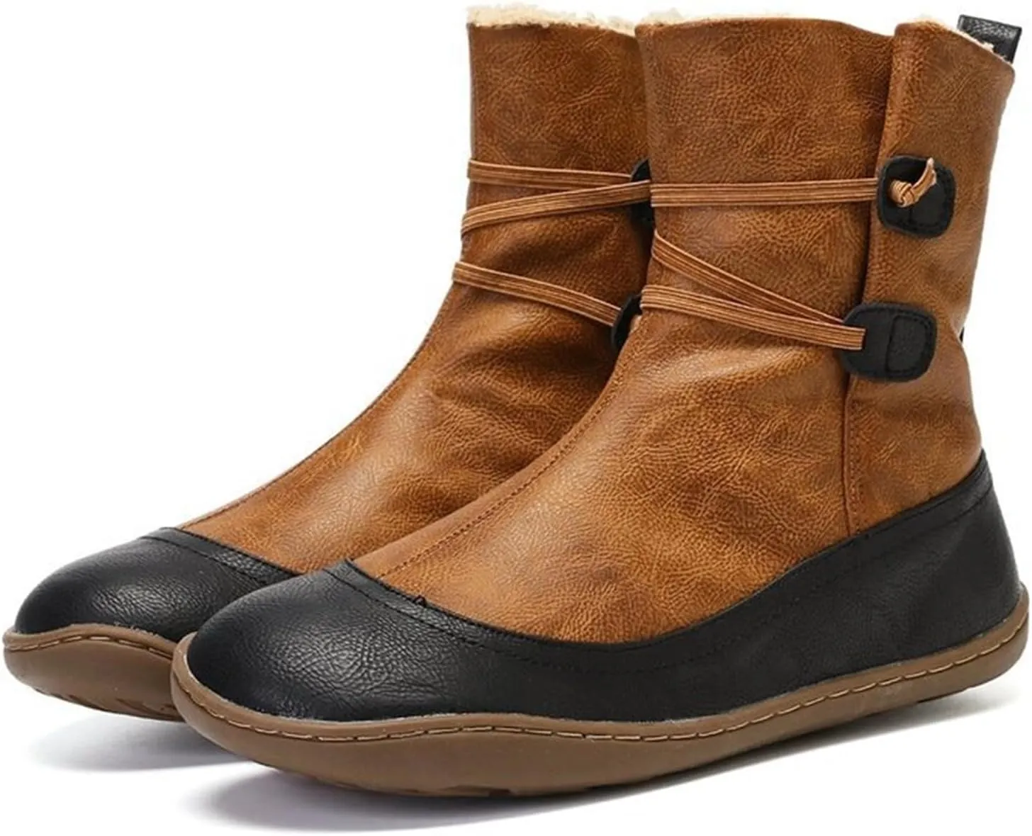 Ladmiple Snow Boots For Women Cute Tall Mid Calf High-top Winter Boots Slip on Warm Comfort Outdoor Fur Lined Ankle Booties