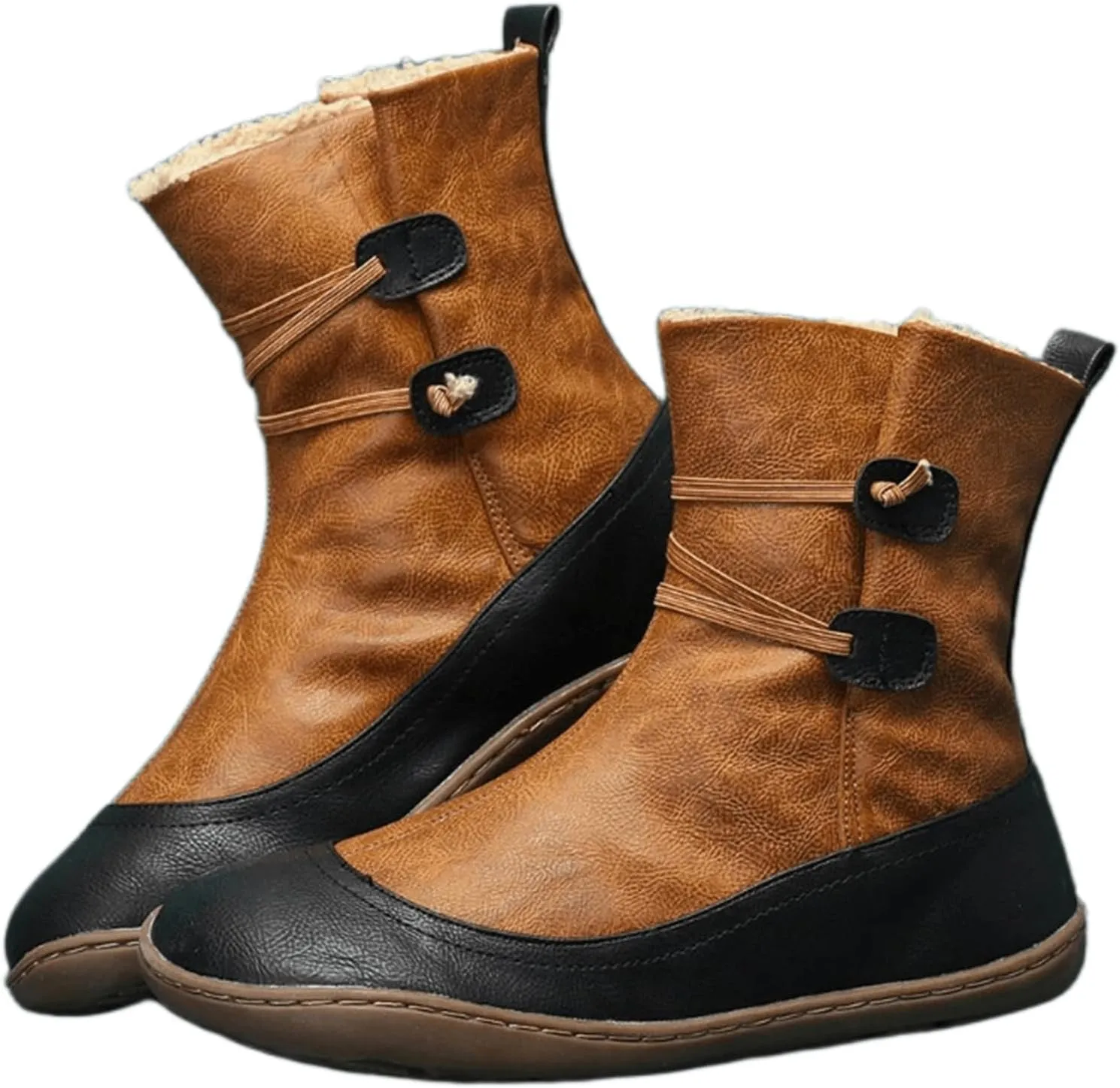 Ladmiple Snow Boots For Women Cute Tall Mid Calf High-top Winter Boots Slip on Warm Comfort Outdoor Fur Lined Ankle Booties
