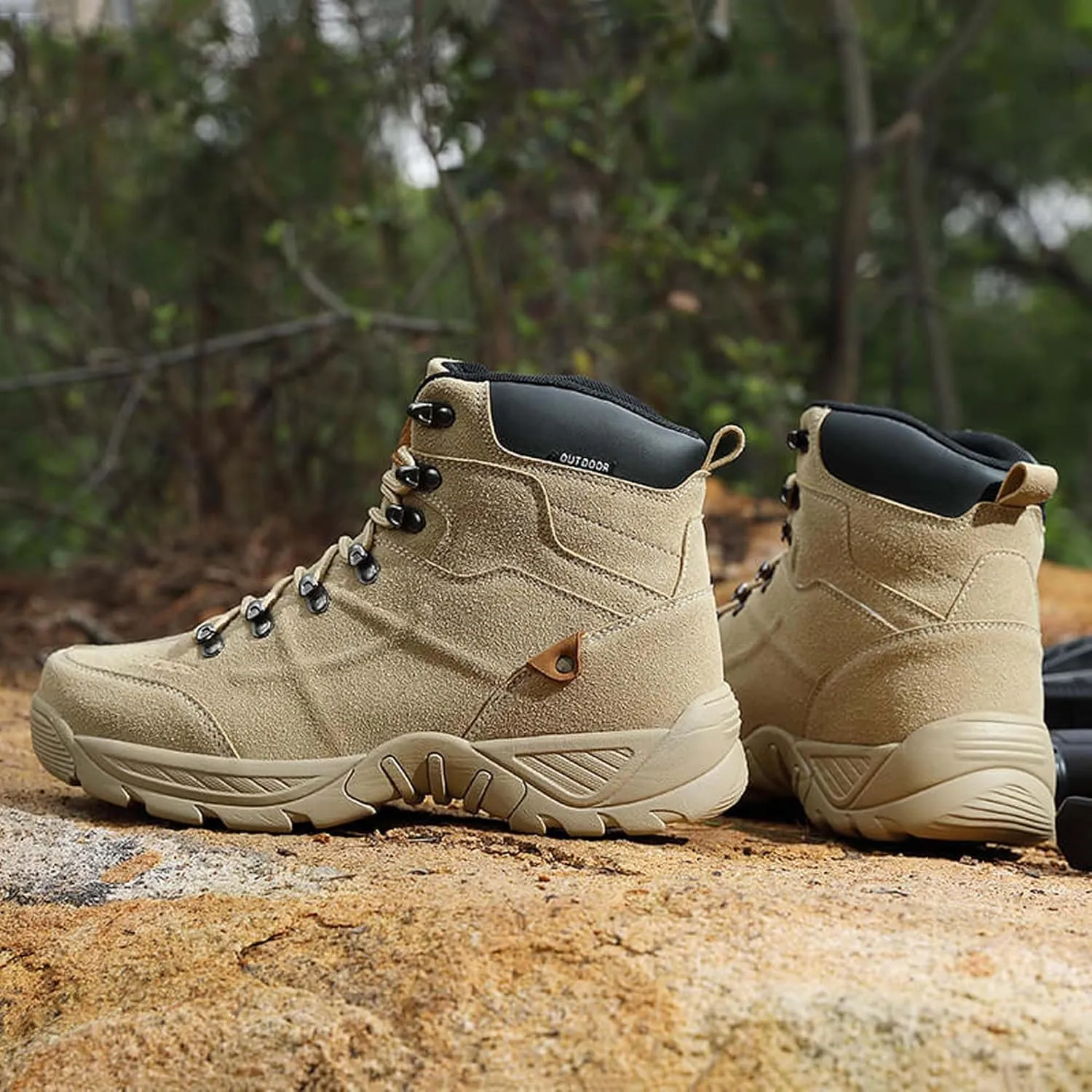Large size outdoor ultra light military boots, high top mountaineering workwear boots