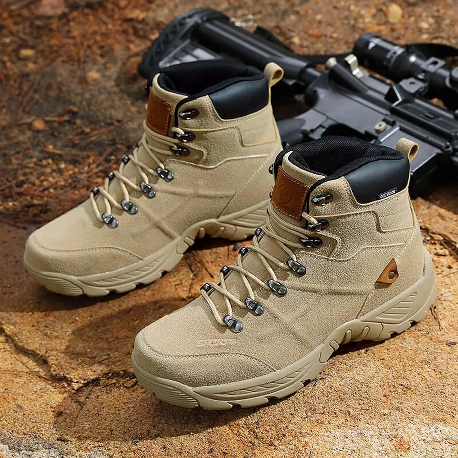 Large size outdoor ultra light military boots, high top mountaineering workwear boots