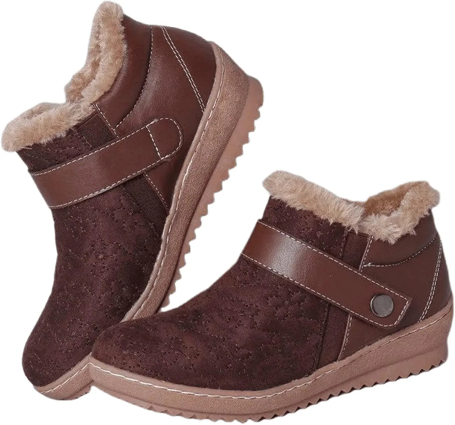 Lausiuoe Snow Boots For Women Cute Fur Lined Fuzzy Ankle Booties Winter Warm Shoes Silp On Comfortable Casual Fashion Loafers