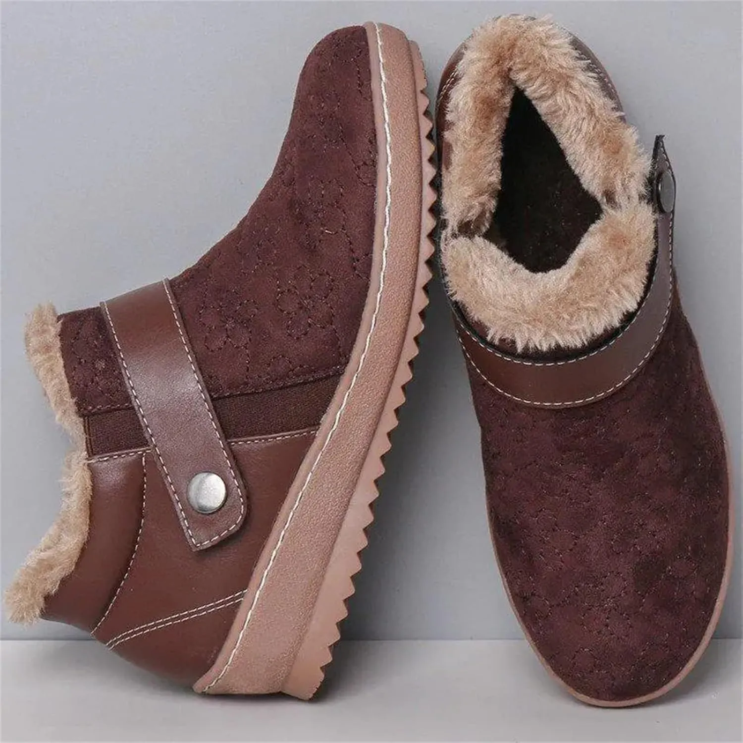 Lausiuoe Snow Boots For Women Cute Fur Lined Fuzzy Ankle Booties Winter Warm Shoes Silp On Comfortable Casual Fashion Loafers