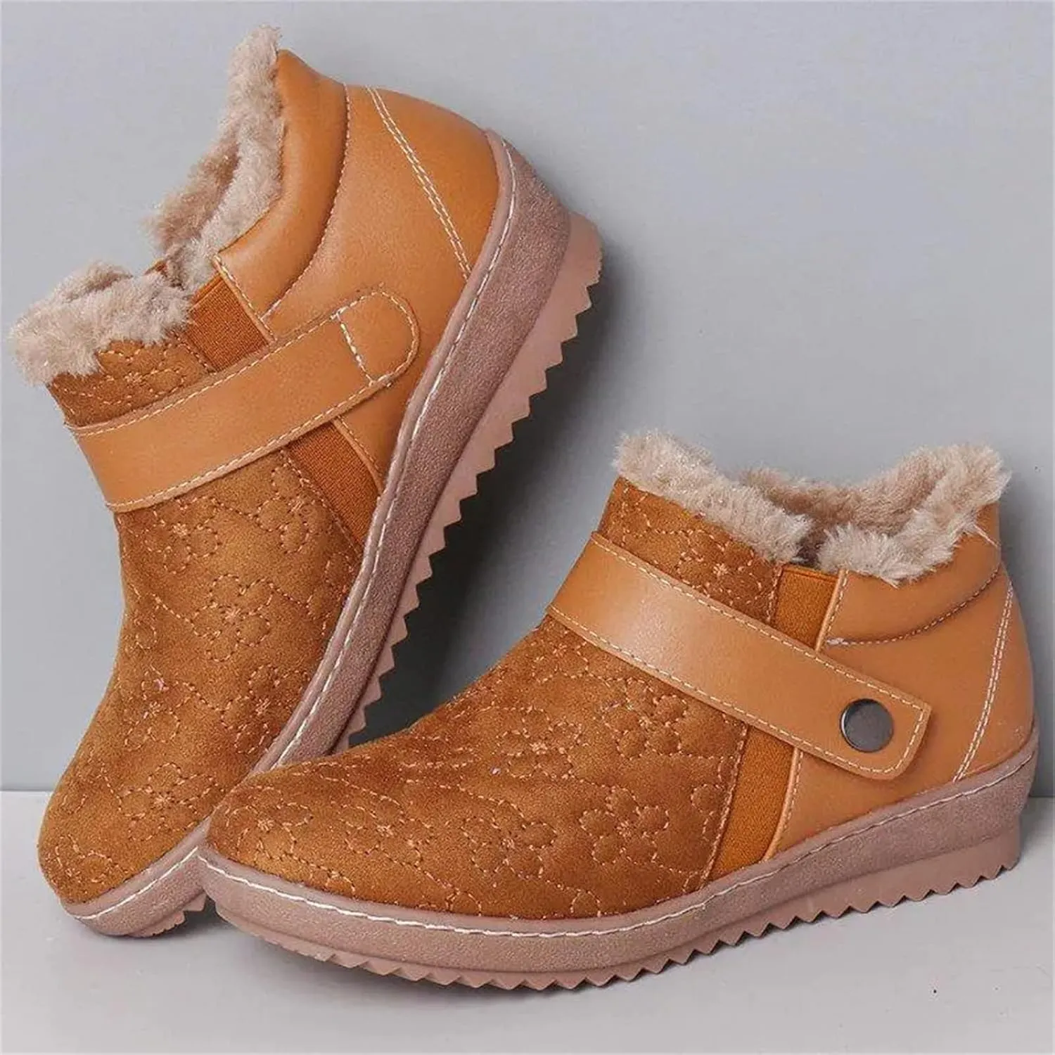Lausiuoe Snow Boots For Women Cute Fur Lined Fuzzy Ankle Booties Winter Warm Shoes Silp On Comfortable Casual Fashion Loafers