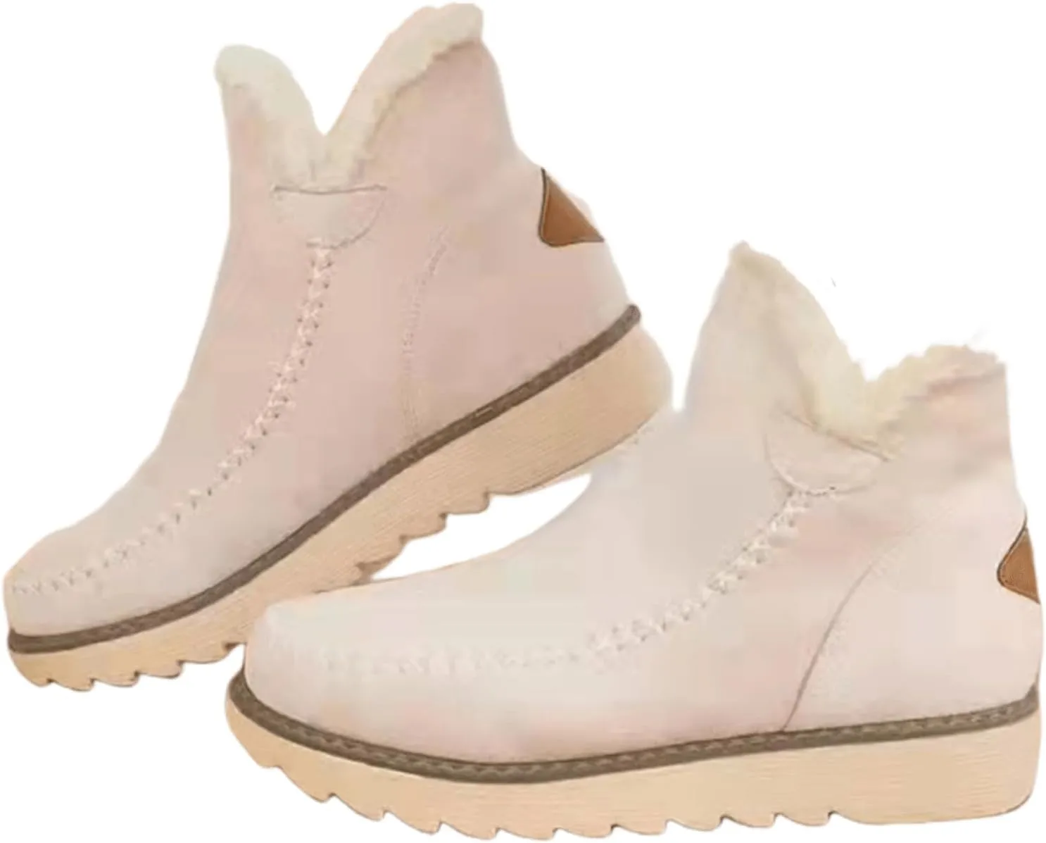 Lausiuoe Snow Boots For Women Cute Fur Lined Warm Winter Fuzzy Ankle Booties Silp On Comfortable Casual Fashion Loafers