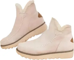 Lausiuoe Snow Boots For Women Cute Fur Lined Warm Winter Fuzzy Ankle Booties Silp On Comfortable Casual Fashion Loafers