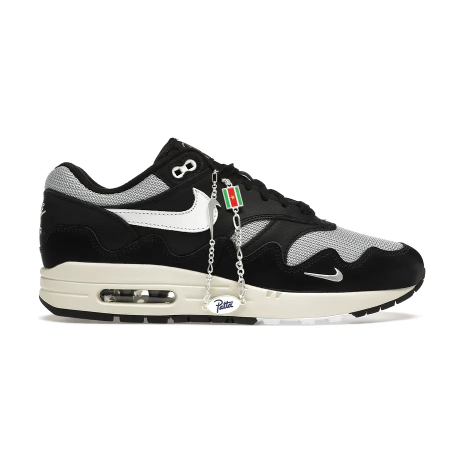Ventilation Channel Construction Sneaker Display Nike Air Max 1 Patta Waves Black (with Bracelet)