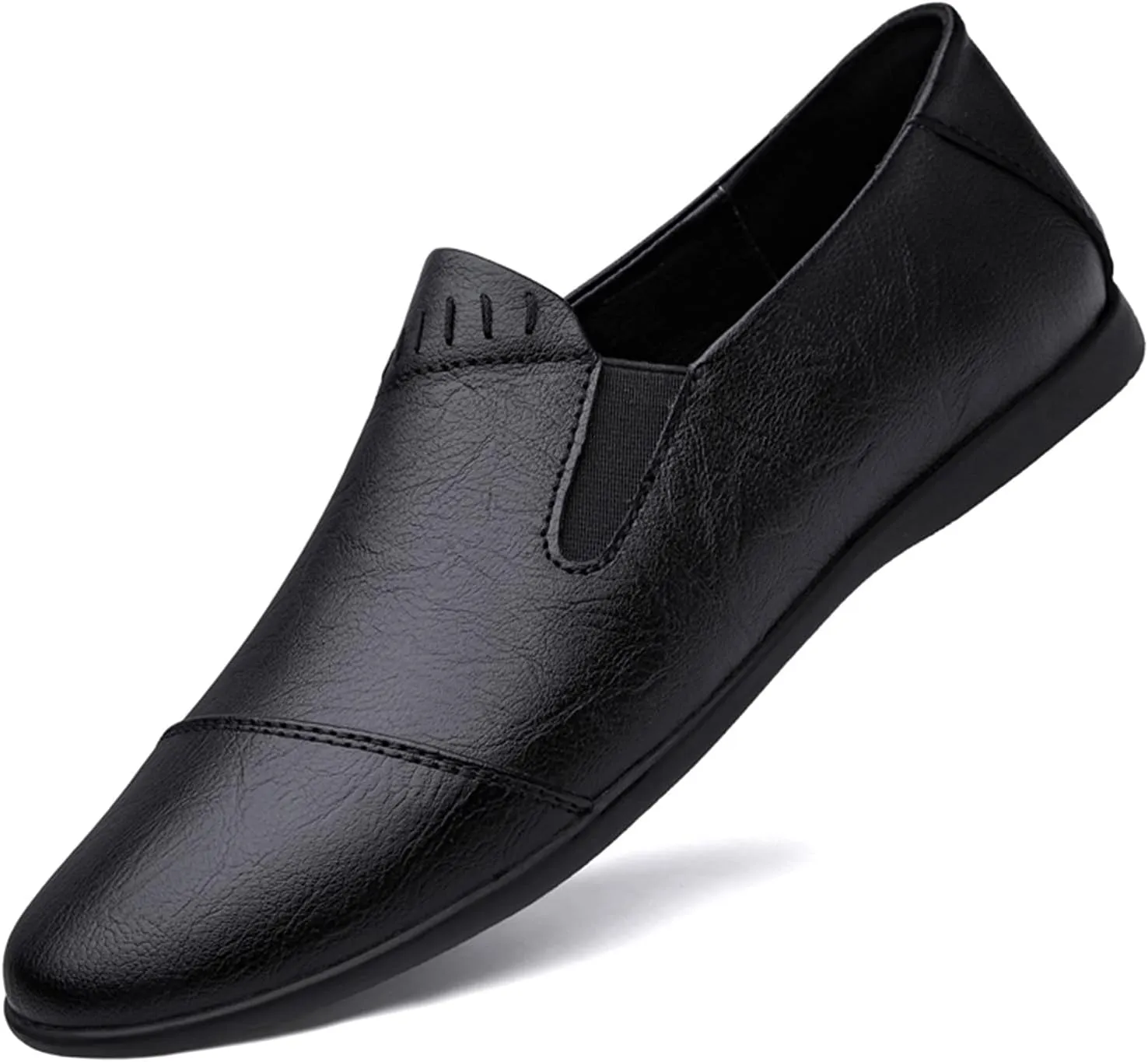 Loafers for Men Round Toe Lightweight Venetian Loafers Vegan Leather Anti-Slip Lightweight Flat Heel Prom Slip On