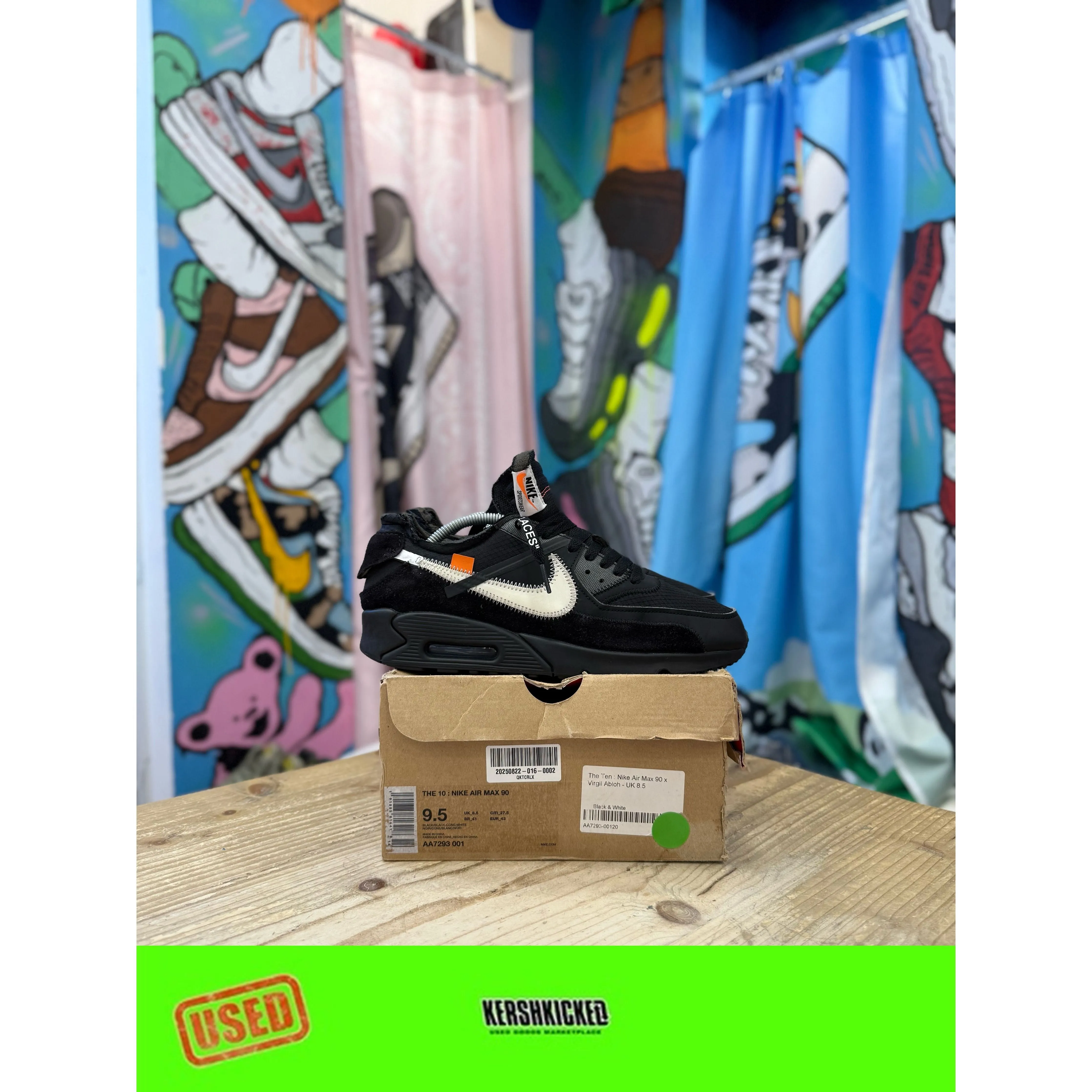 Nike Air Max 90 Off White Black UK8.5 Comfortable to walk Side Impact Cushion