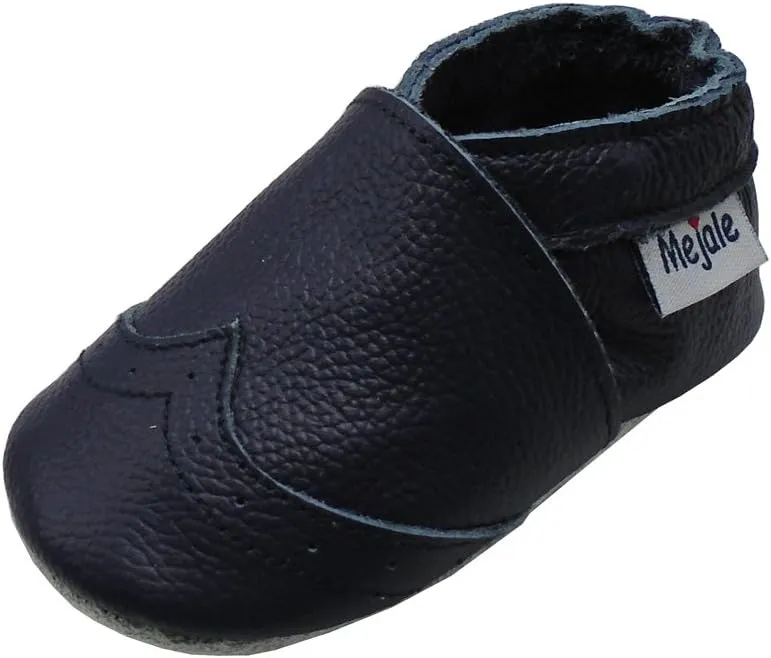 Mejale Baby Shoes Soft Sole Leather Crawling Moccasins Infant Toddler Crib Slippers