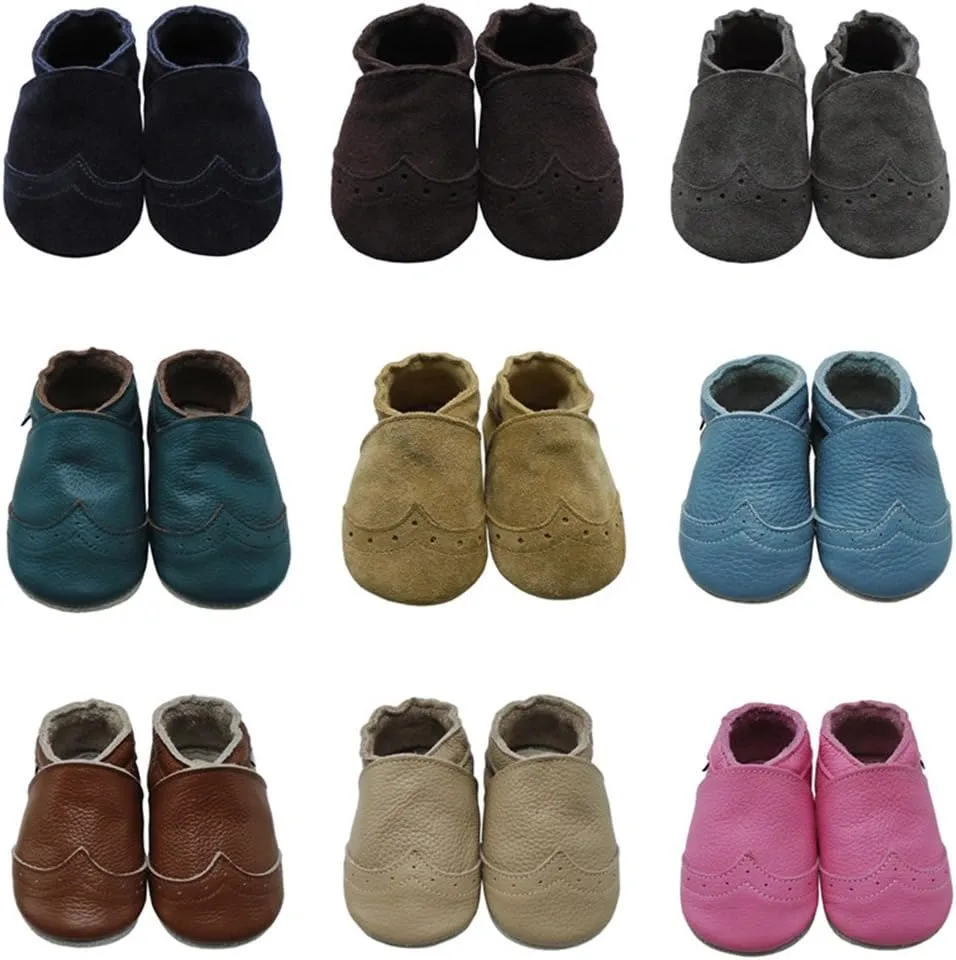 Mejale Baby Shoes Soft Sole Leather Crawling Moccasins Infant Toddler Crib Slippers