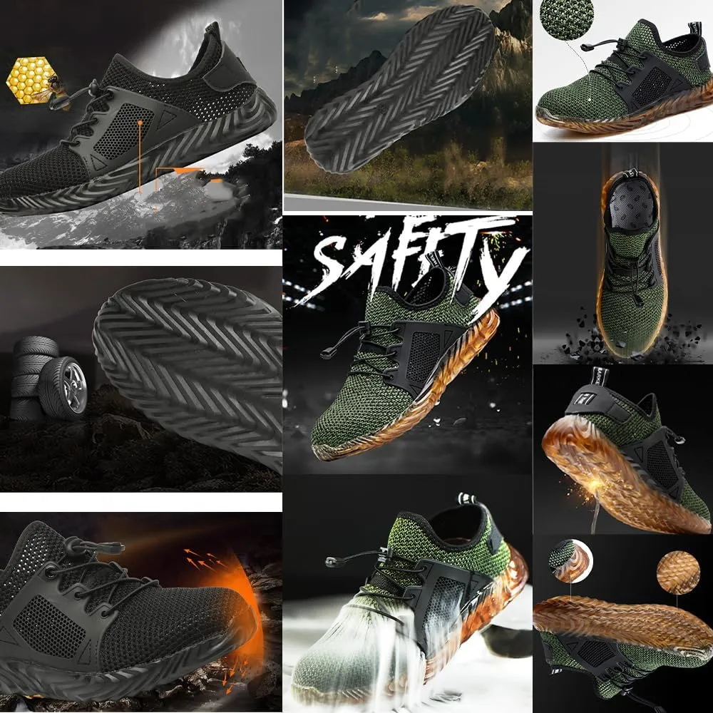 Men & Women's Ultra-Light Steel-Toe Breathable Work Armor - Slip Puncture-Proof Safety Sneakers for Construction|Warehouse Outdoor