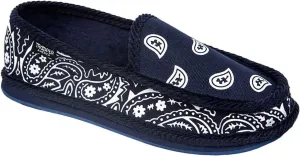 Men KS-002 Navy Bandana Paisley Slip-On | Cozy, Colorful House Shoe Slippers | Ultra Cushion For Indoor and Outdoor