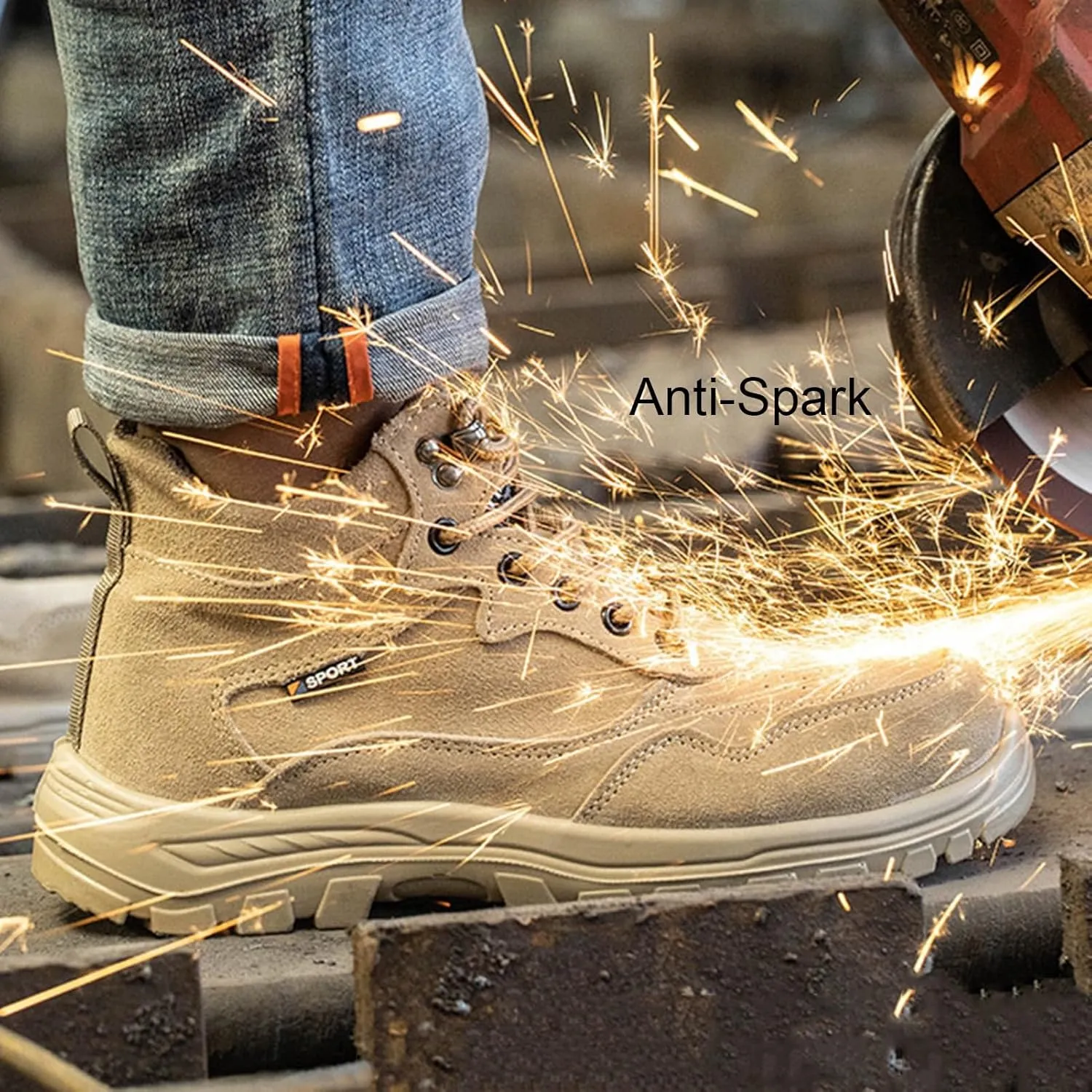 Men Steel Toe Shoes for Work,Outdoor Comfortable Lightweight Safety Toe Shoes for Men,Durable Slip-Resistant Outsole,Composite Men's Industrial & Construction Shoes