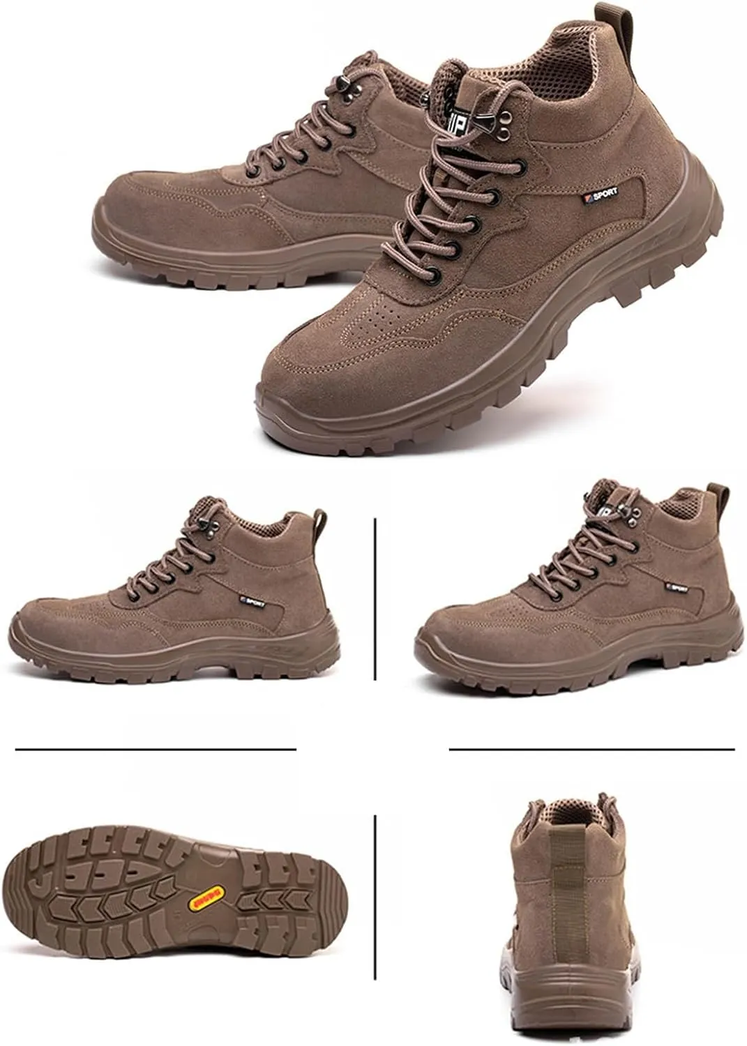 Men Steel Toe Shoes for Work,Outdoor Comfortable Lightweight Safety Toe Shoes for Men,Durable Slip-Resistant Outsole,Composite Men's Industrial & Construction Shoes