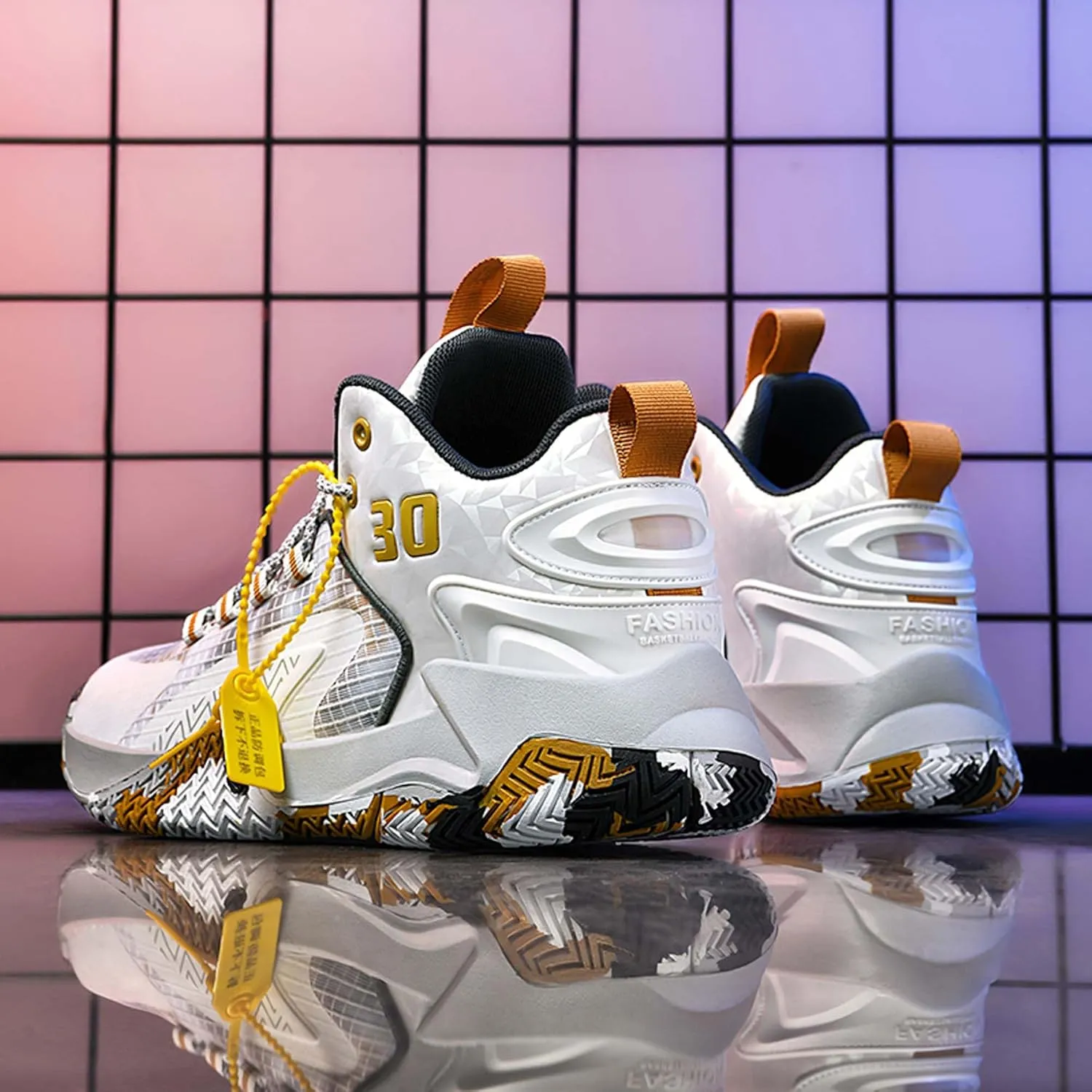 Mens and Womens White Basketball Sneakers Lace Up Mid Top Running Shoes Comfortable and Breathable Casual Walking Shoes Wear Resistant and Durable Outdoor Travel Shoes Skateboarding Shoes