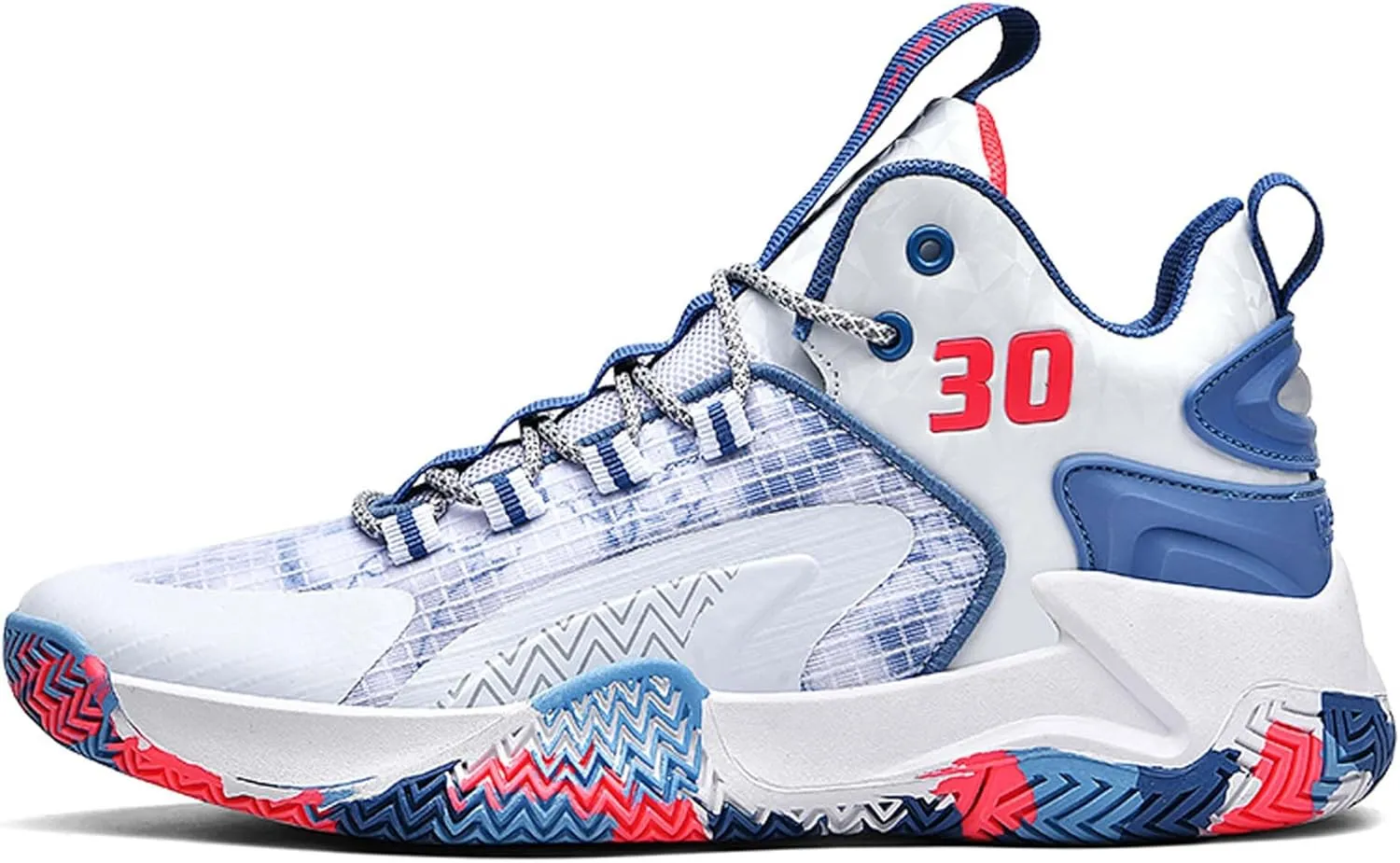 Mens and Womens White Basketball Sneakers Mid Top Lace Up Running Shoes Wear Resistant and Durable Outdoor Travel Shoes Comfortable and Breathable Casual Sneakers Skateboarding Shoes
