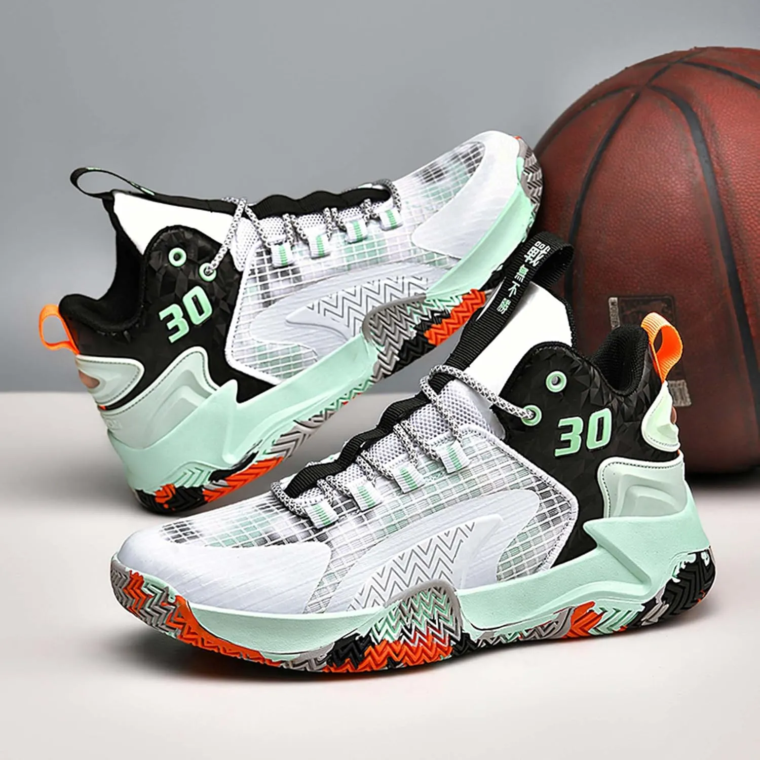 Mens and Womens White Basketball Sneakers Mid Top Lace Up Running Shoes Wear Resistant and Durable Outdoor Travel Shoes Comfortable and Breathable Casual Sneakers Skateboarding Shoes