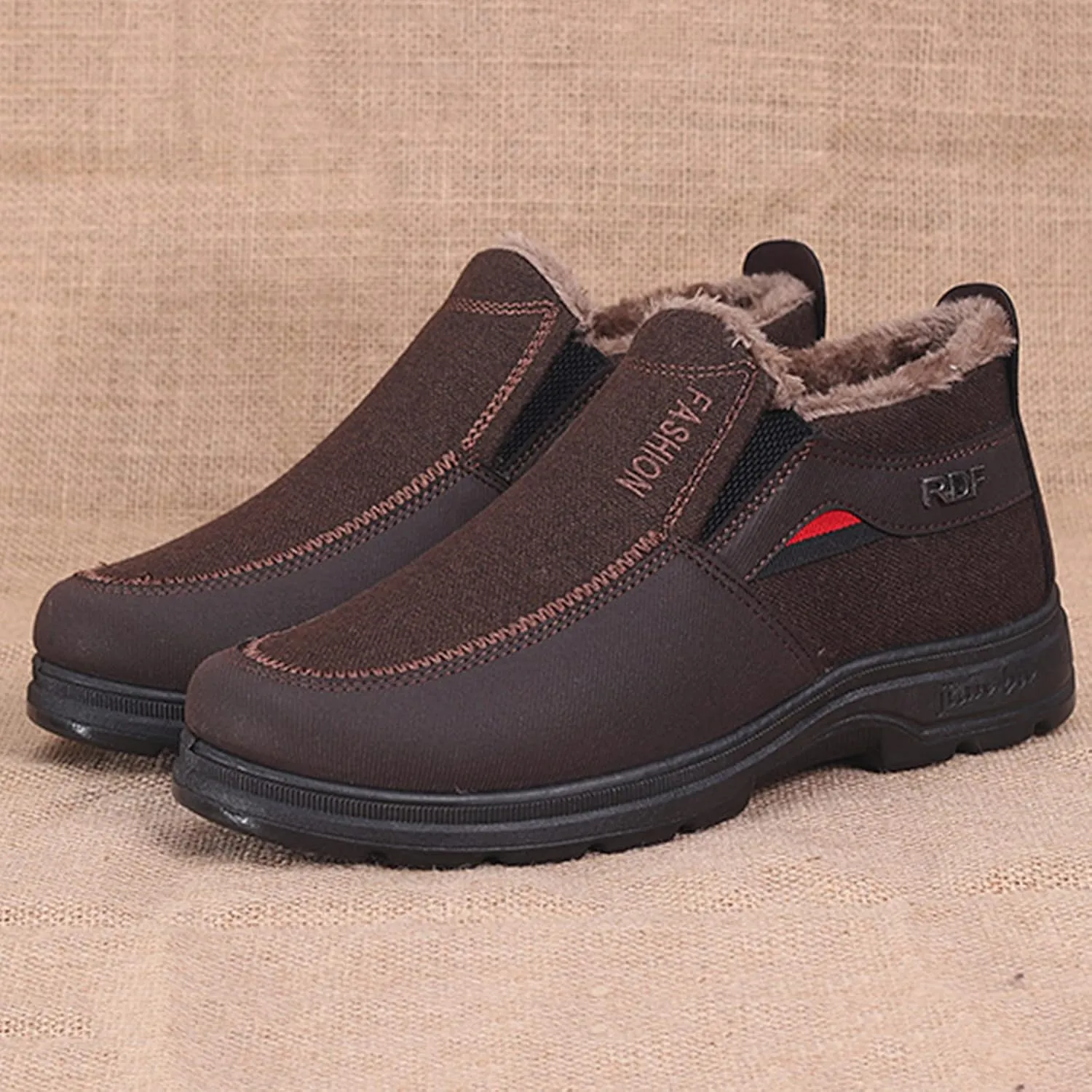 Men's Classic Plush Warm Boots Slip On Ankle Boots Fleece Lined Insulated Winter Boots Snow Boots for Men