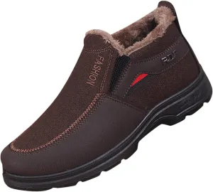 Men's Classic Plush Warm Boots Slip On Ankle Boots Fleece Lined Insulated Winter Boots Snow Boots for Men