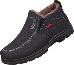 Men's Classic Plush Warm Boots Slip On Ankle Boots Fleece Lined Insulated Winter Boots Snow Boots for Men