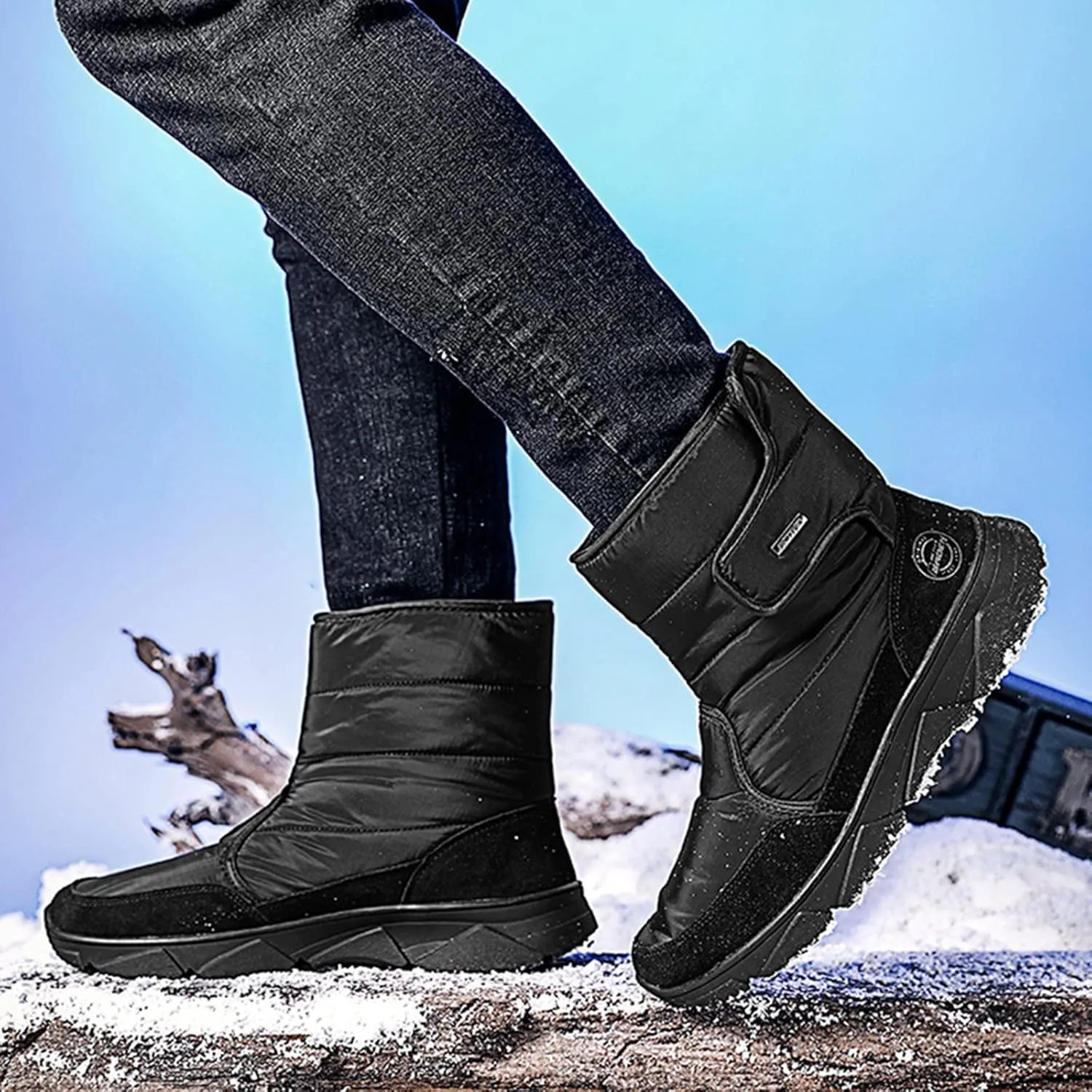 Men's Fashion Snow Boots Cold Proof Insulated Winter Boots with Adjustable Closures Non Slip Winter Boots