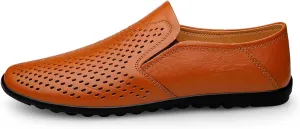 Mens Loafers Breathable Lightweight Driving Loafers Leather Lightweight Anti-Slip Comfortable Prom Walking Slip On