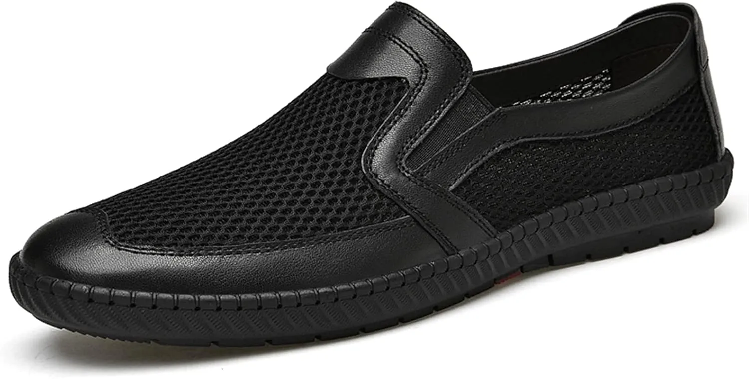Men's Loafers Breathable Lightweight Simple Loafer Shoes Flat Heel Comfortable Lightweight Fashion Slip On