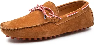 Mens Loafers Lightweight Driving Boat Shoes PU Moc Toe Leather Flat Heel Flexible Lightweight Fashion Party Slip-ons