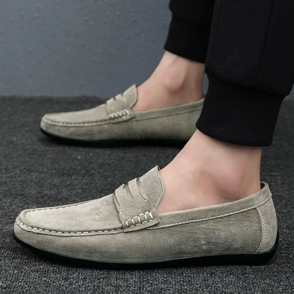 Men's Loafers Lightweight Simple Penny Loafers Leather Slip Resistant Flexible Lightweight Party Slip-on