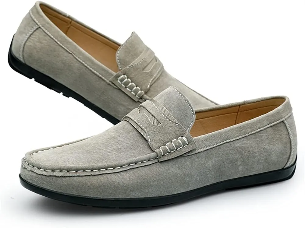 Men's Loafers Lightweight Simple Penny Loafers Leather Slip Resistant Flexible Lightweight Party Slip-on