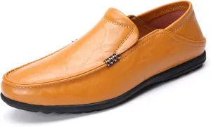 Men's Loafers Lightweight Venetian Loafers Leather Flat Heel Lightweight Flexible Wedding Classic Slip On