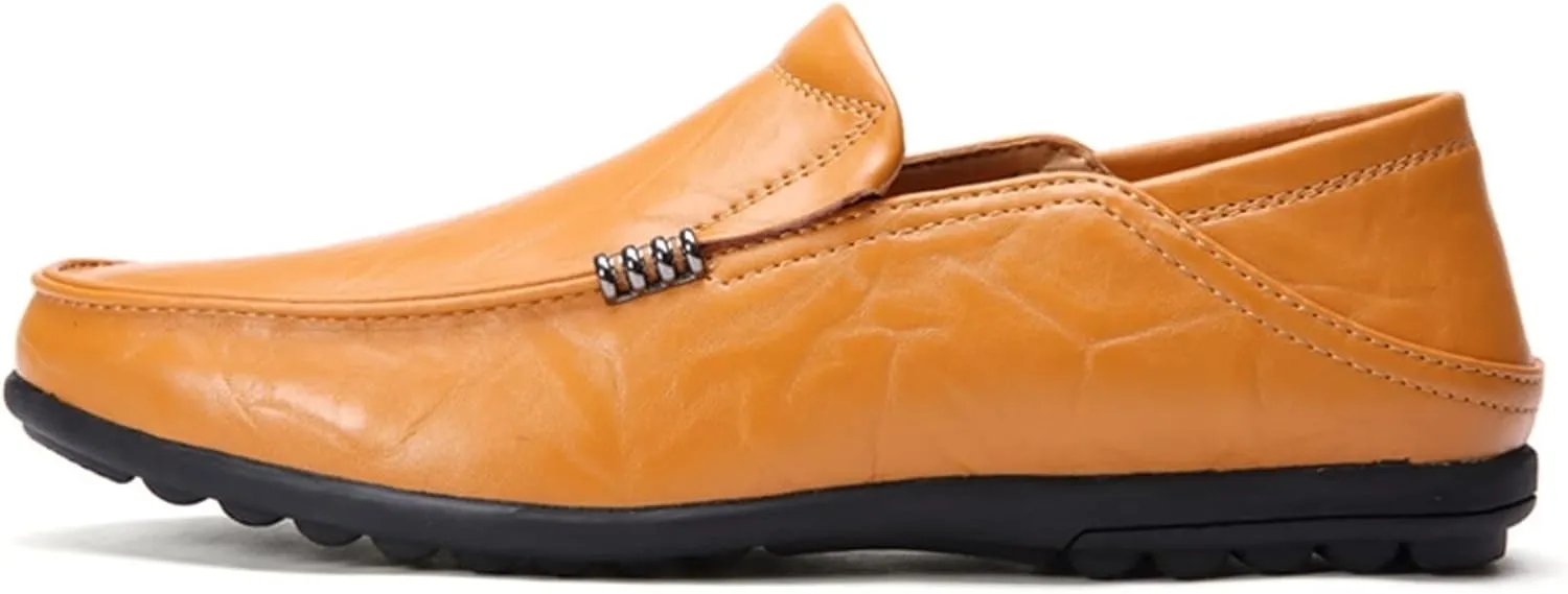 Men's Loafers Lightweight Venetian Loafers Leather Flat Heel Lightweight Flexible Wedding Classic Slip On
