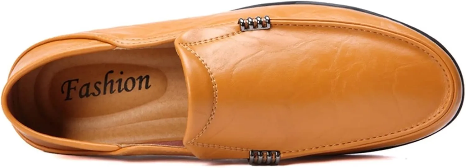 Men's Loafers Lightweight Venetian Loafers Leather Flat Heel Lightweight Flexible Wedding Classic Slip On