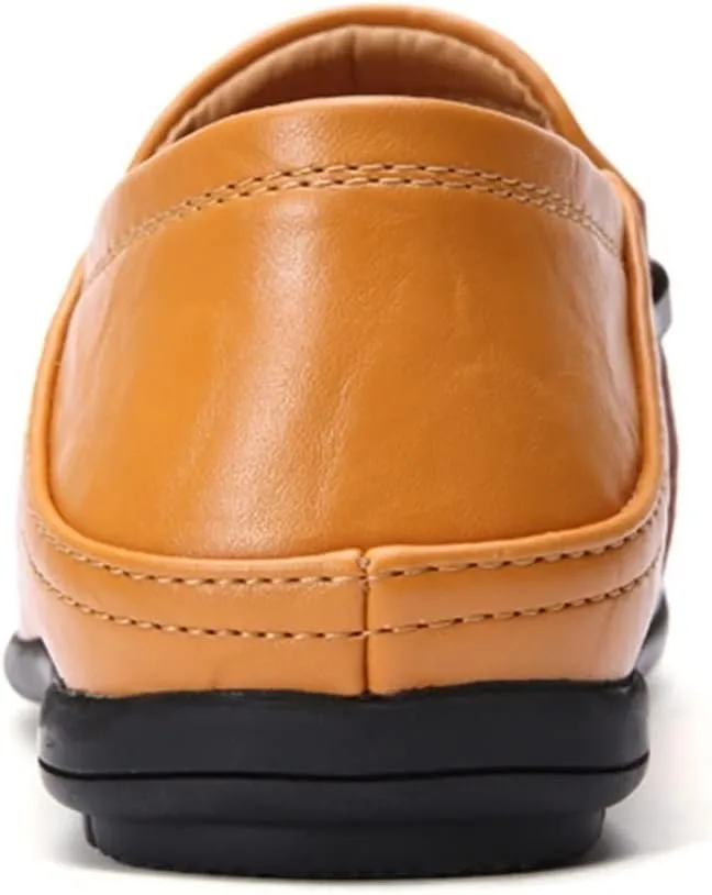 Men's Loafers Lightweight Venetian Loafers Leather Flat Heel Lightweight Flexible Wedding Classic Slip On