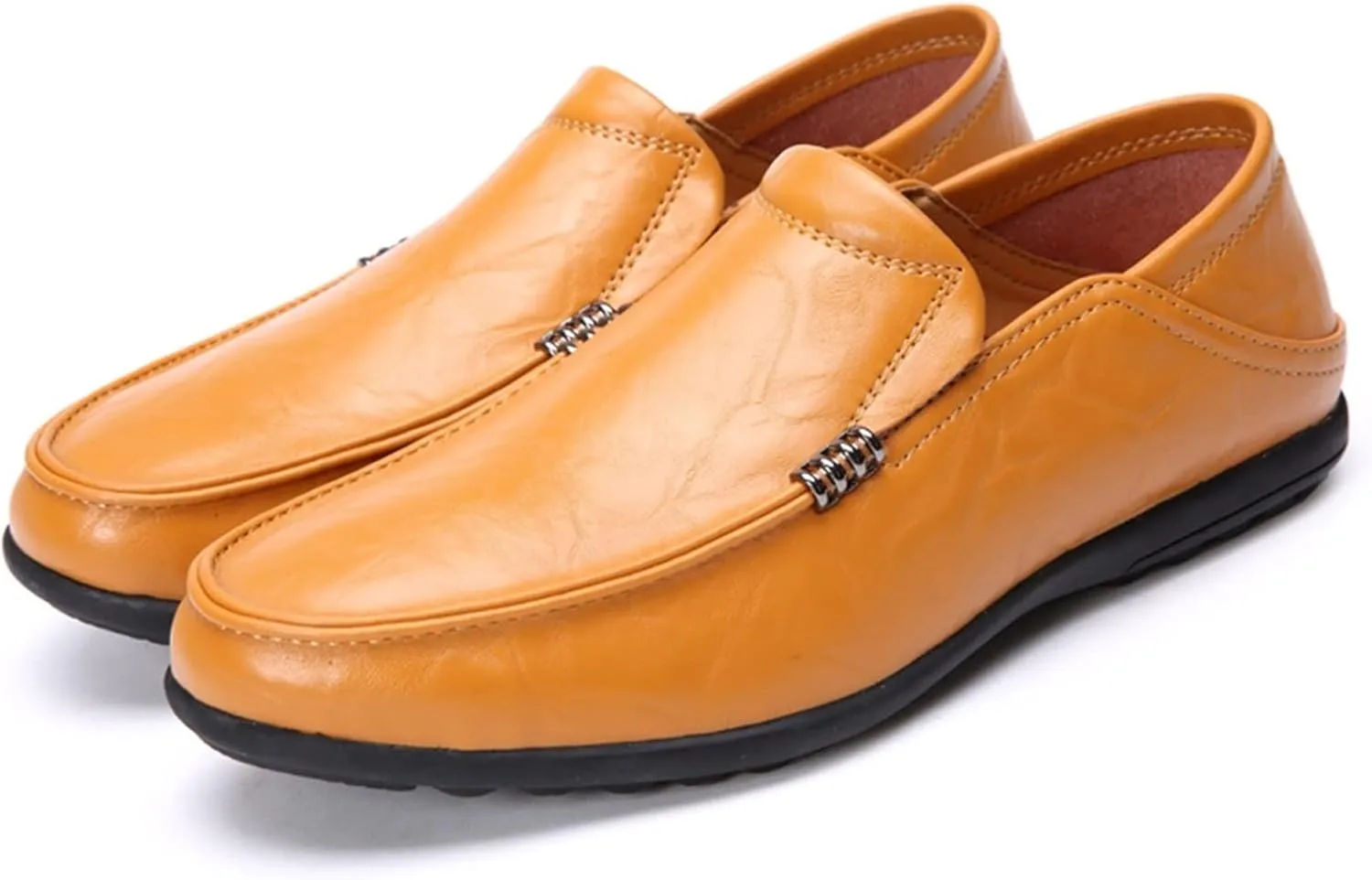 Men's Loafers Lightweight Venetian Loafers Leather Flat Heel Lightweight Flexible Wedding Classic Slip On