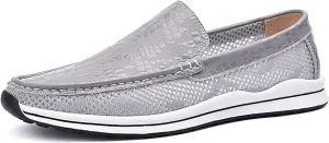 Men's Loafers Round Toe Breathable Lightweight Driving Loafers Flat Heel Lightweight Slip Resistant Party Slip-ons