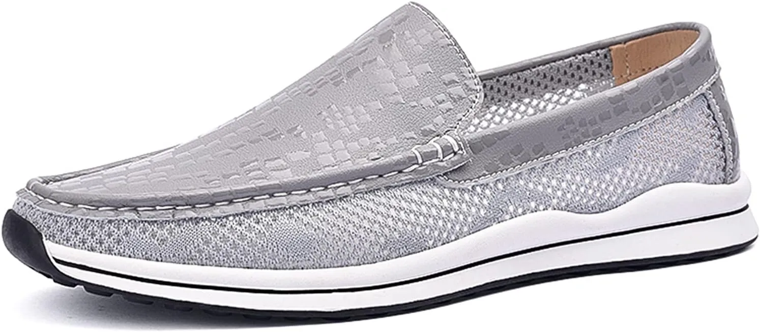 Men's Loafers Round Toe Breathable Lightweight Driving Loafers Flat Heel Lightweight Slip Resistant Party Slip-ons