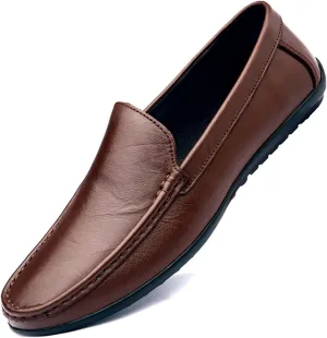 Mens Loafers Shoe Breathable Lightweight Driving Loafers Leather Slip Resistant Comfortable Lightweight Outdoor Slip-on