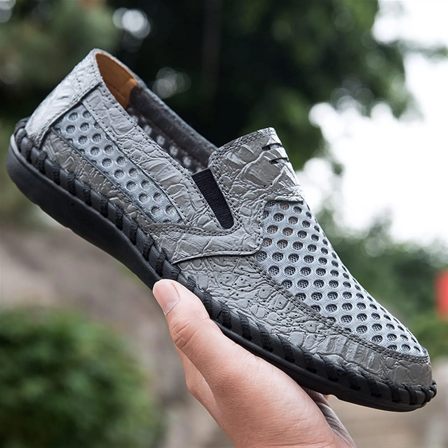 Mens Loafers Shoe Breathable Lightweight Stitching Details Driving Loafers Flat Heel Lightweight Comfortable Classic Slip On