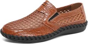 Mens Loafers Shoe Breathable Lightweight Stitching Details Driving Loafers Flat Heel Lightweight Comfortable Classic Slip On