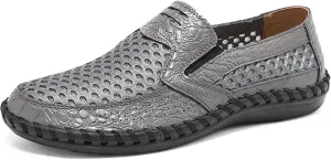 Mens Loafers Shoe Breathable Lightweight Stitching Details Driving Loafers Flat Heel Lightweight Comfortable Classic Slip On