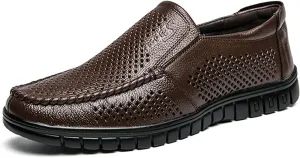 Men's Loafers Shoes Breathable Lightweight Loafer Shoes Leather Lightweight Flexible Comfortable Outdoor Slip-on