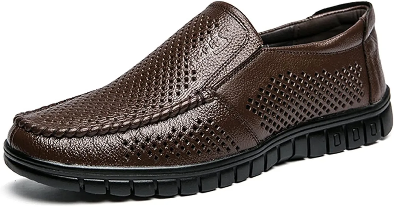 Men's Loafers Shoes Breathable Lightweight Loafer Shoes Leather Lightweight Flexible Comfortable Outdoor Slip-on